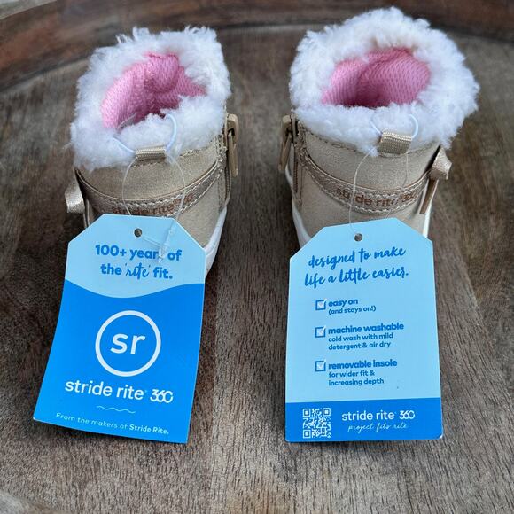 Stride Rite 360 Zia Champagne Boots Size 3M Golden Little Kids Fashion Boots New - Picture 6 of 9